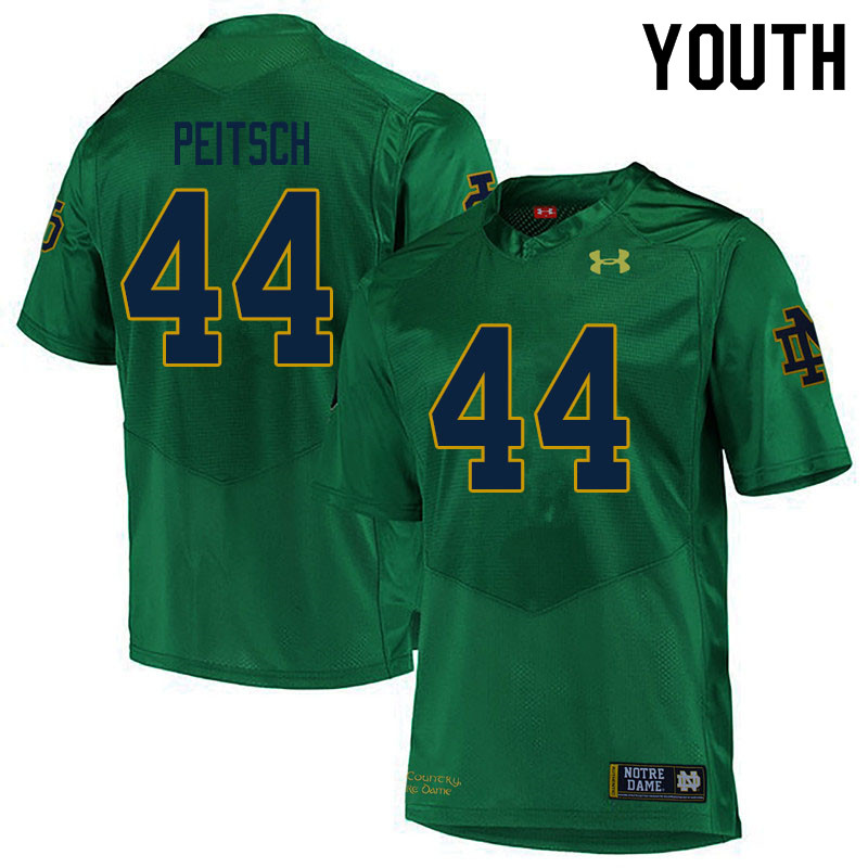 Youth NCAA Notre Dame Fighting Irish #44 Alex Peitsch Stitched College Under Armour Authentic Green Football Jersey SS10Y38LL